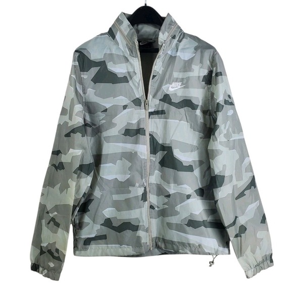 Nike Lightweight Camo Jacket Mens S Green White Zip Windbreaker Water Repellant - Picture 4 of 13